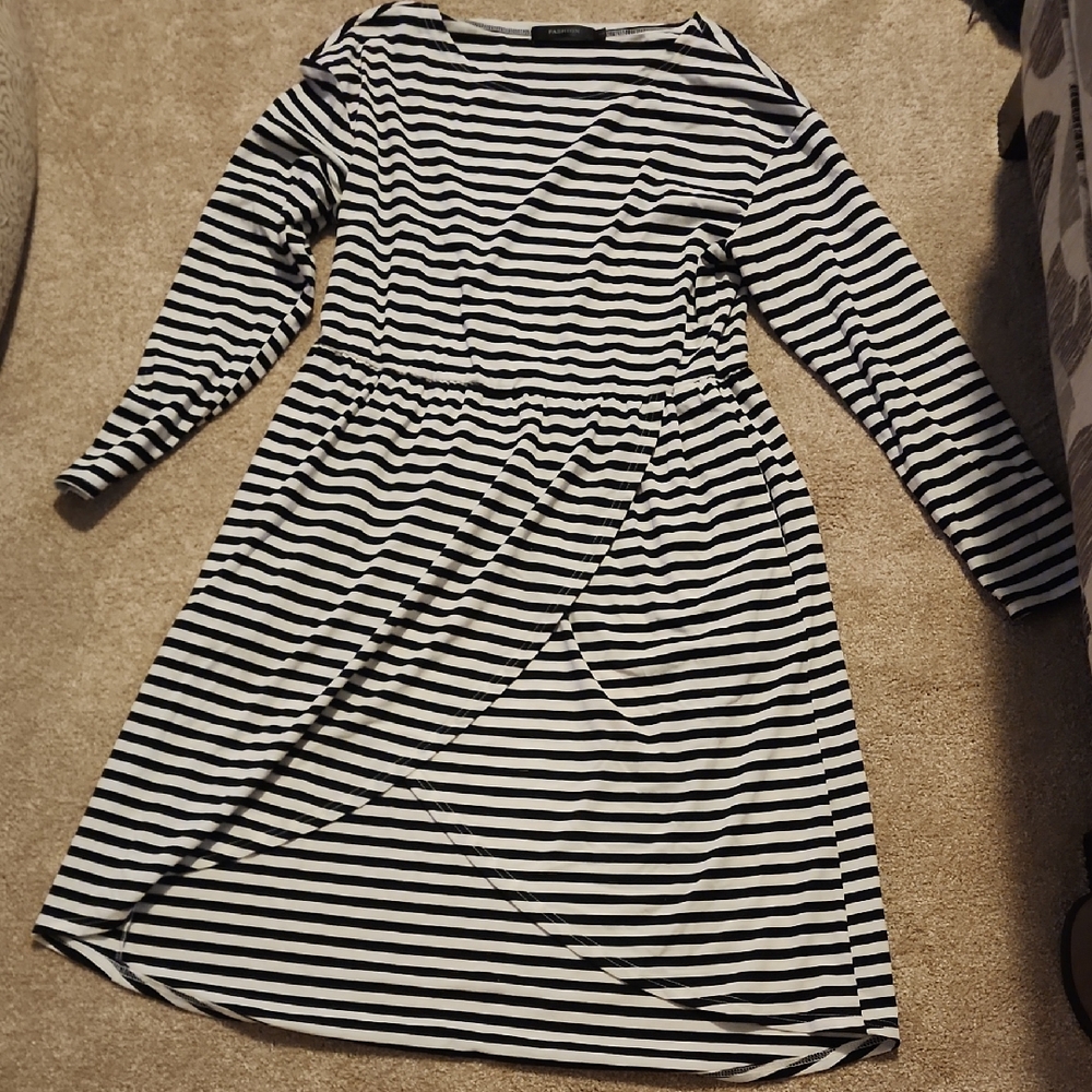 Black and White Striped Women's Dress